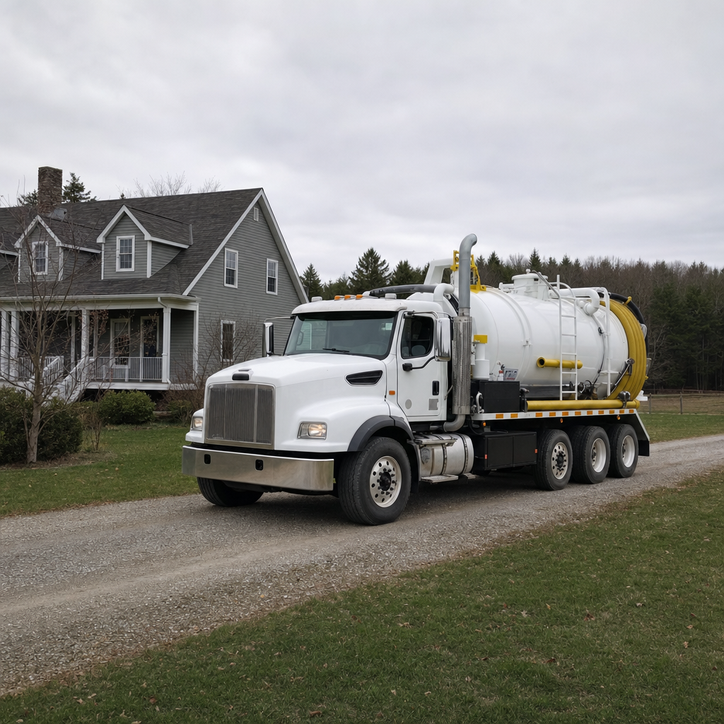 Septic vacuum truck arriving at a Chula Vista home for same-day emergency service